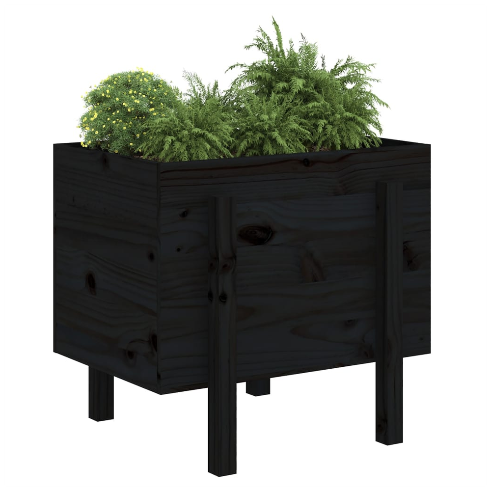 vidaXL Garden Planter Black 62x50x57 cm Solid Wood Pine S0671358006