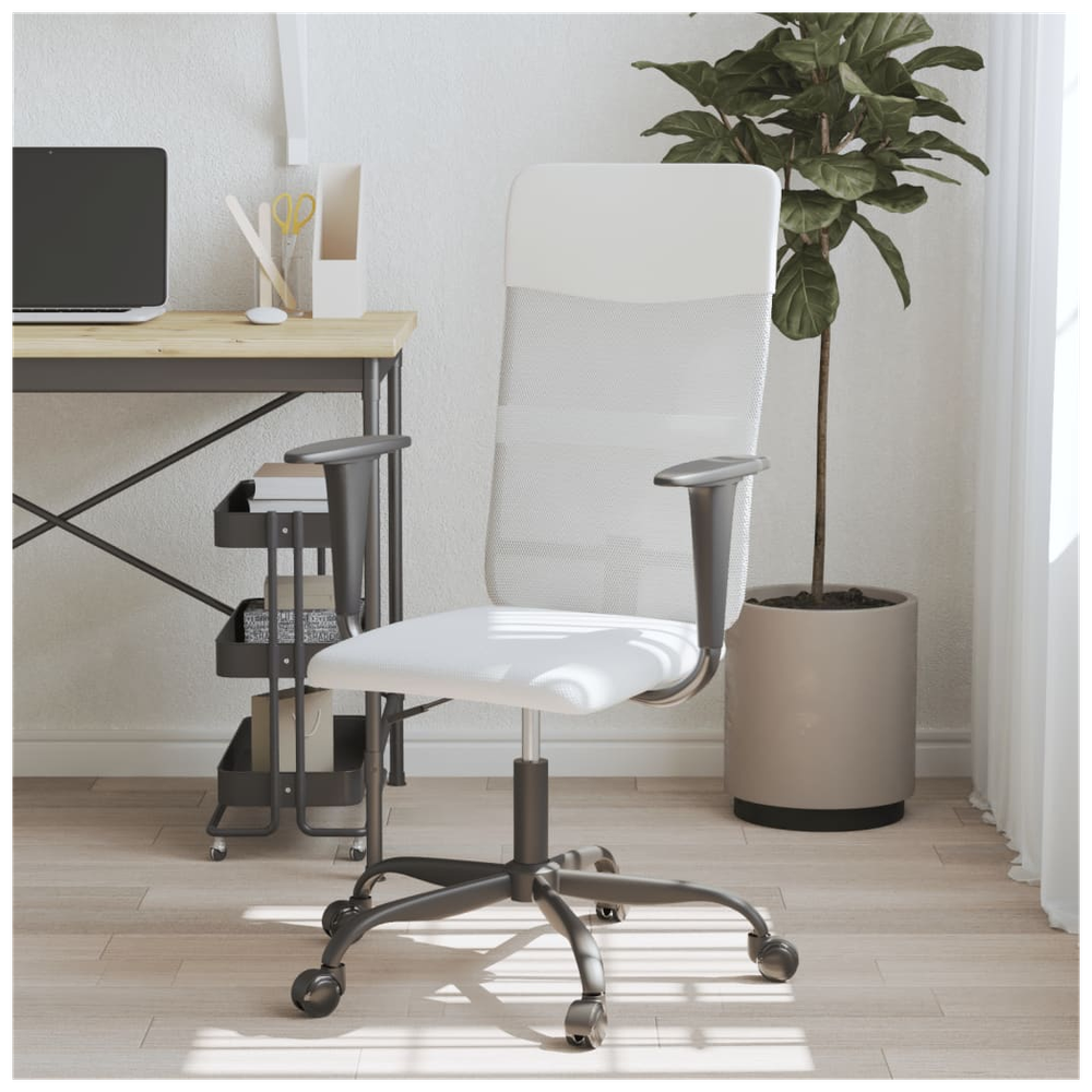 vidaXL Office Chair White Mesh Fabric and Faux Leather S0671359193