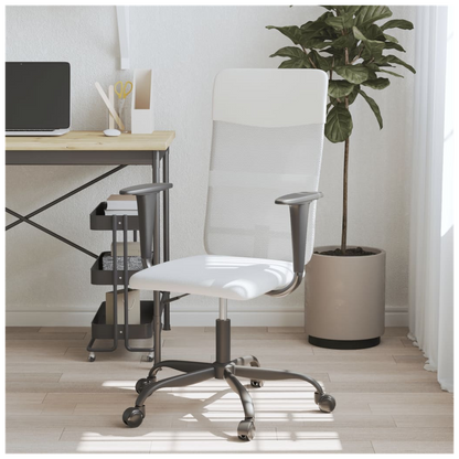 vidaXL Office Chair White Mesh Fabric and Faux Leather S0671359193