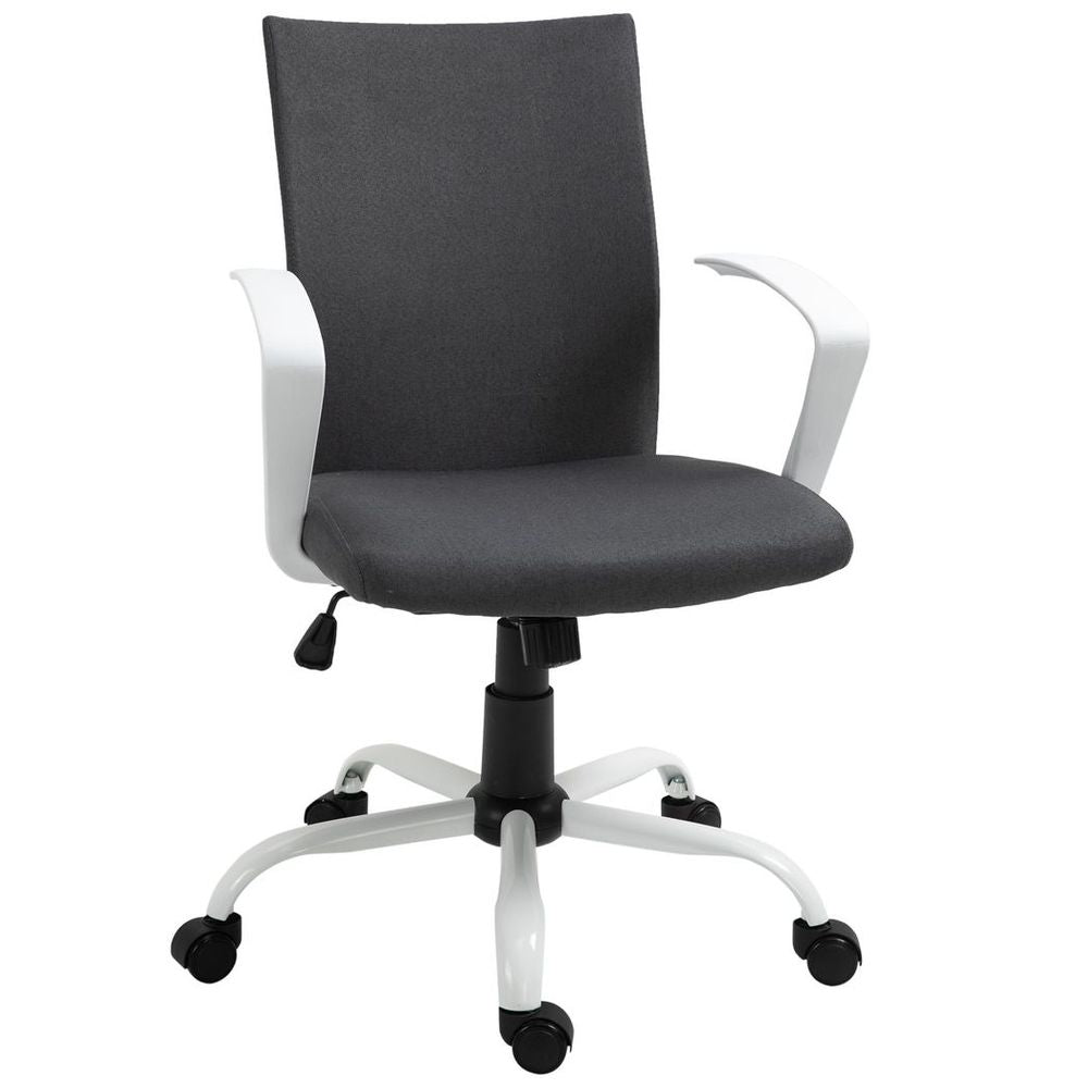 Office Chair Linen Swivel Computer Desk Chair Home Study Task Chair, Dark Grey S0671114476