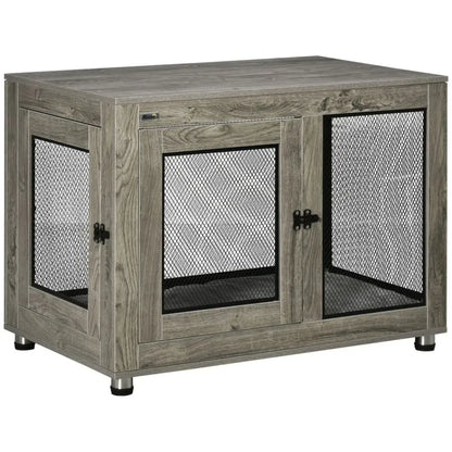 Dog Kennel Furniture End Table w/ Two Doors, Soft Cushion for Large Medium Dogs S0671097325