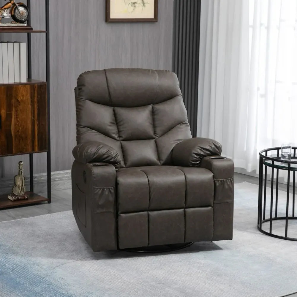 PU Leather Manual Recliner Chair, Recliner Armchair for Living Room, Brown S0671102934