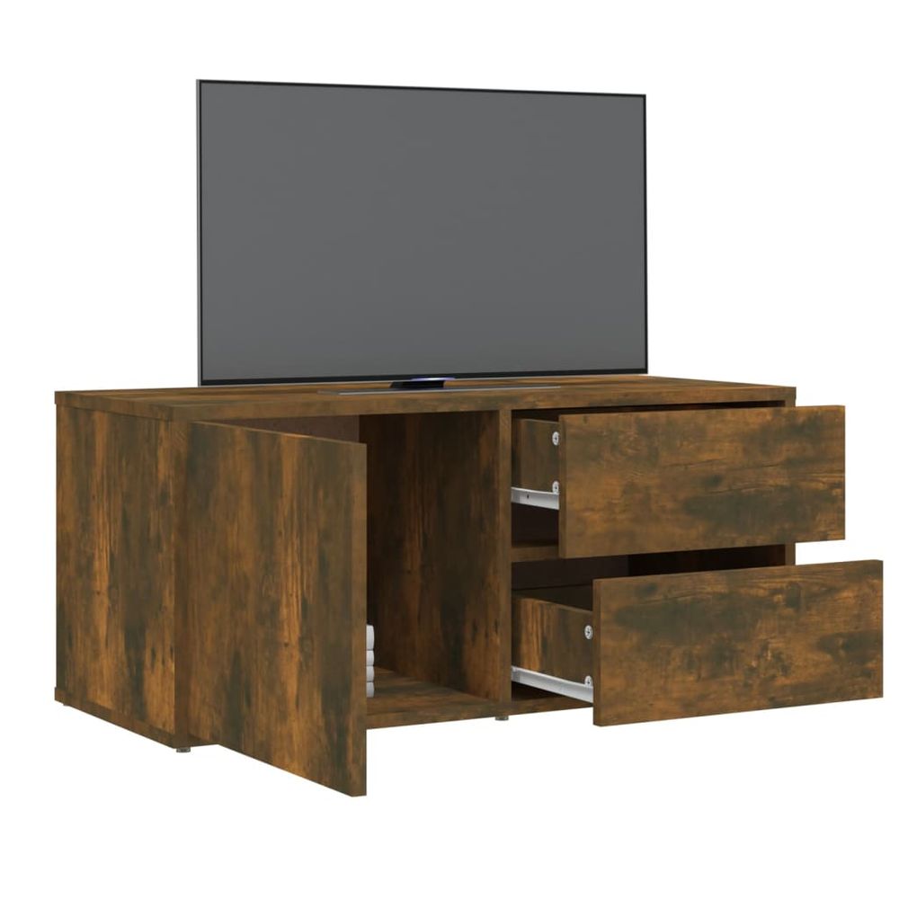 vidaXL TV Cabinet Smoked Oak 80x34x36 cm Engineered Wood S0671093741