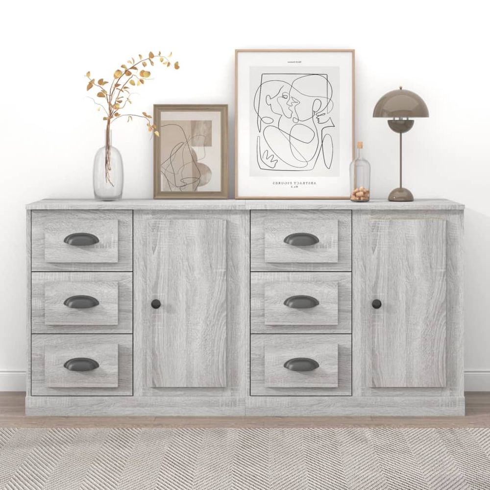 Sideboards 2 pcs White Engineered Wood V0671211967