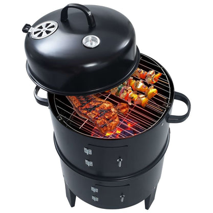 3-in-1 Charcoal Smoker BBQ Grill 40x80 cm S069811376