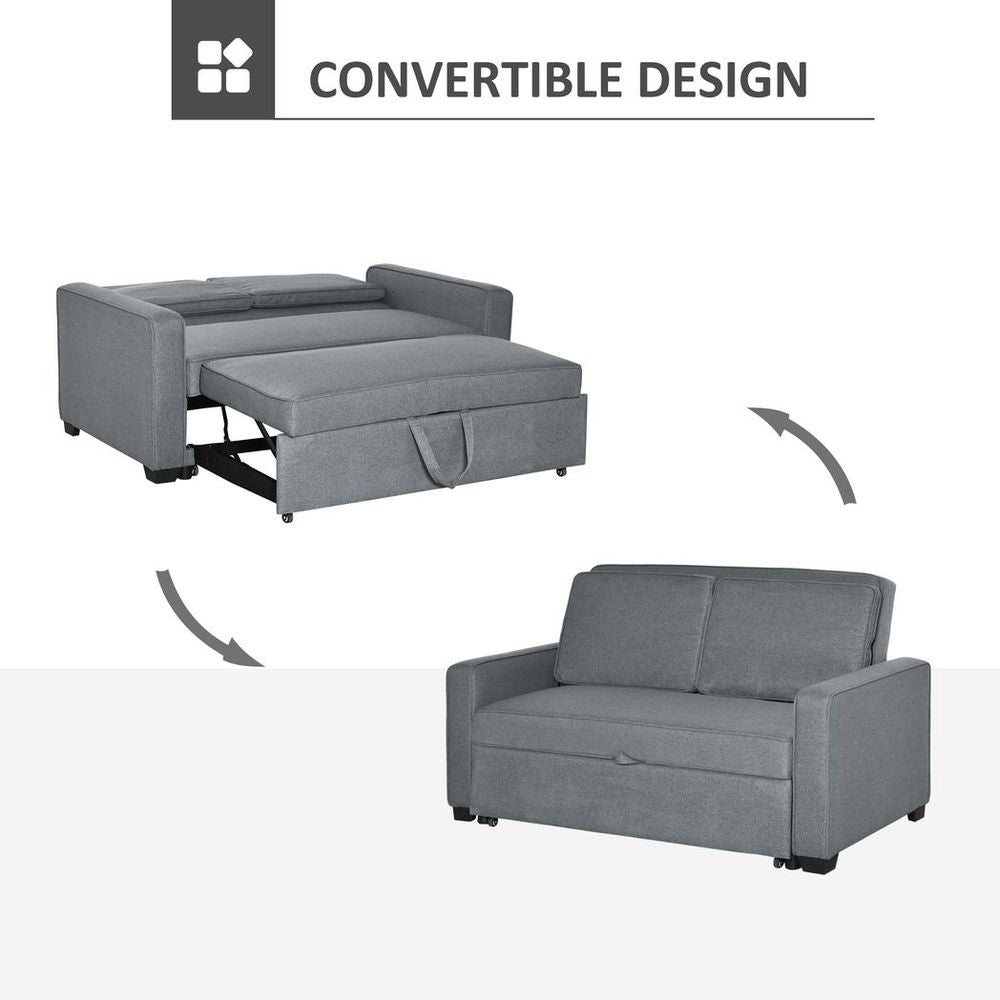 HOMCOM Modern 2 Seater Sofa Bed Click Clack Couch Sleeper for Living Room Grey S0671383626