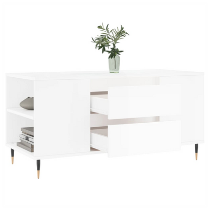 vidaXL Coffee Table High Gloss White 102x44.5x50 cm Engineered Wood S0671358156