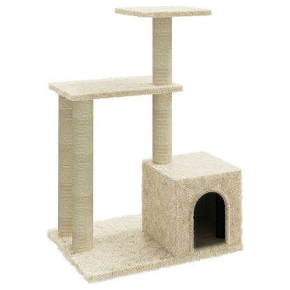 Cat Tree with Sisal Scratching Posts Cream 71 cm V067940236