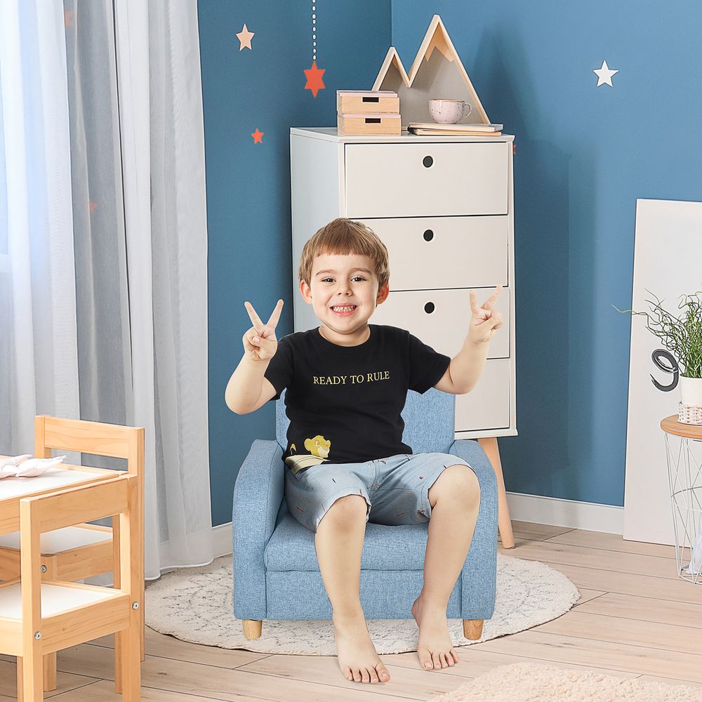 Child Armchair Wood Frame w/ Cushion Padding Seat Low-Rise Bedroom S0671347126