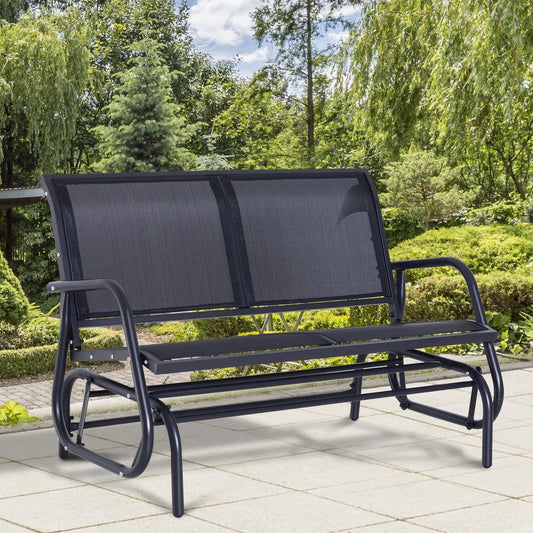 Outdoor Textilene Double Swing Bench-Black S067941528