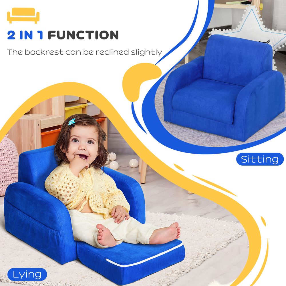 2 In 1 Kids Sofa Armchair Chair Fold Out Flip Open Baby Bed Couch Toddler Sofa S0671347125