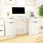 vidaXL Desk with Side Cabinet White Engineered Wood S0671070802