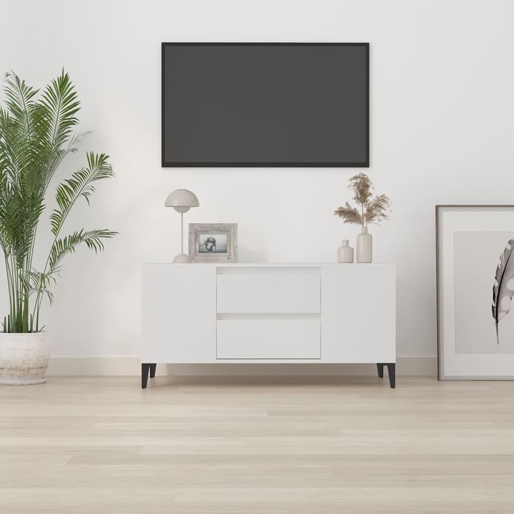 vidaXL TV Cabinet White 102x44.5x50 cm Engineered Wood S0671105442