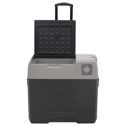 vidaXL Cool Box with Wheel and Adapter Black&Grey 50 L Polypropylene S0671211562