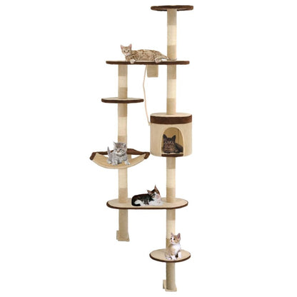 vidaXL Cat Tree with Sisal Scratching Posts Wall Mounted 194 cm S0671178284