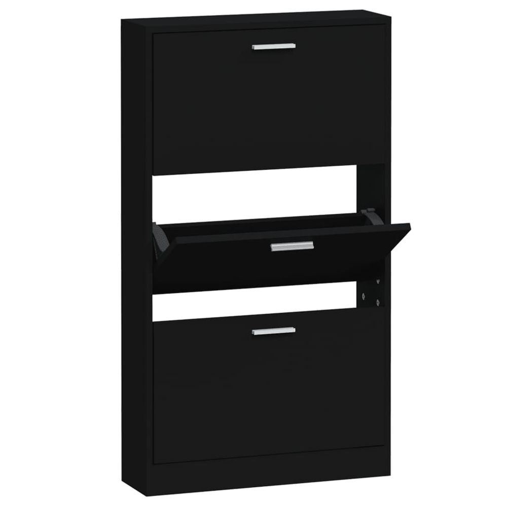 Shoe Cabinet Black 59x17x108 cm Engineered Wood S0671093790