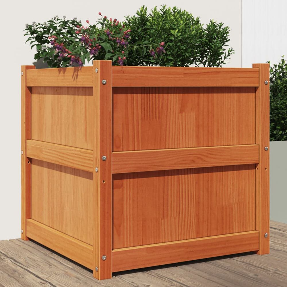 vidaXL Garden Planter Wax Brown 60x60x60 cm Solid Wood Pine S0671394893