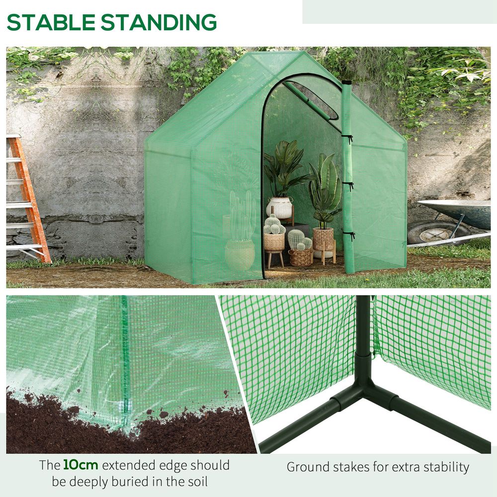 Outsunny Walk-In Portable Greenhouse Mini Grown House Steel Frame Window Green S0671080326