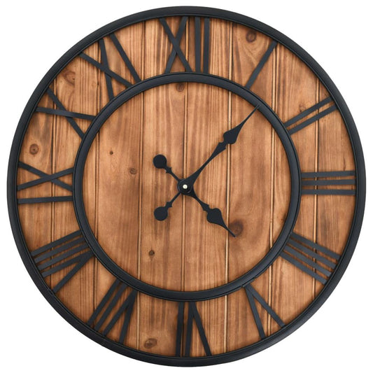 Vintage Wall Clock with Quartz Movement Wood and Metal 60cm XXL S069812417