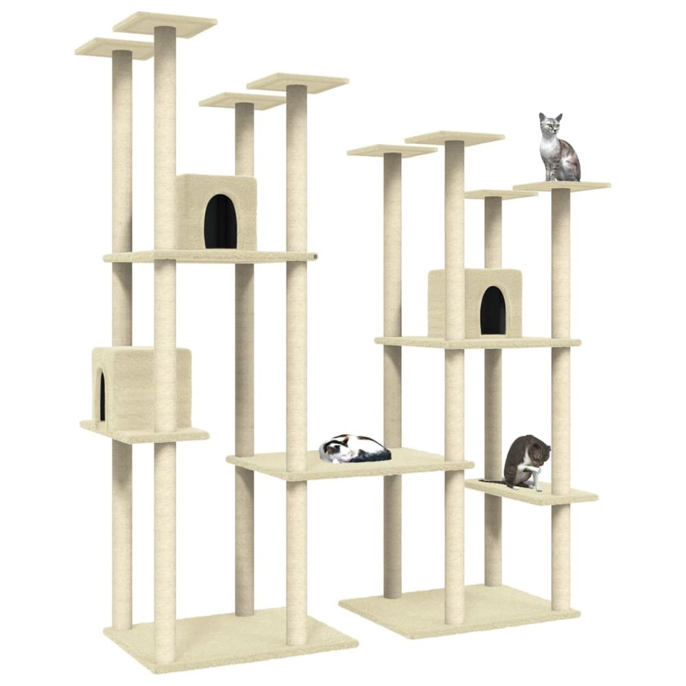 vidaXL Cat Tree with Sisal Scratching Posts Cream 174 cm V0671023115