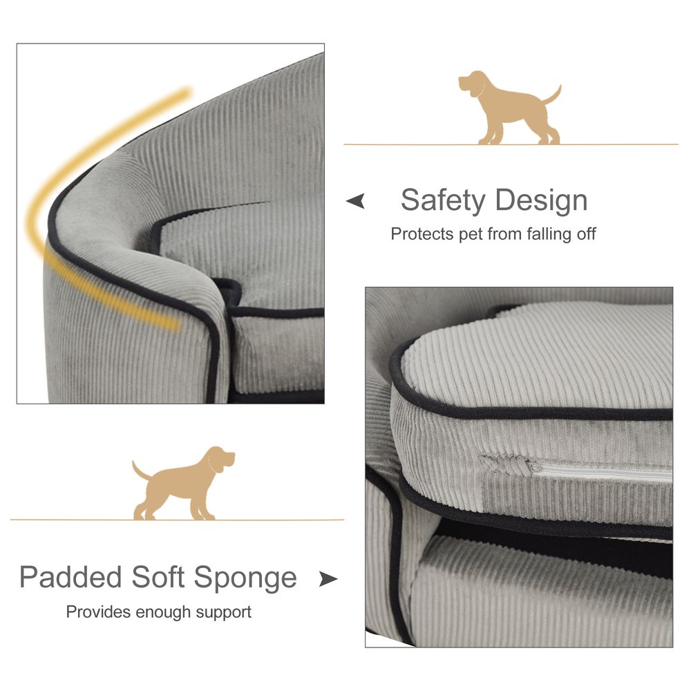 Dog Sofa Bed Pet Chair w/ Sponge Padded Cushion for XS and S Size Dogs - Grey S0671347046