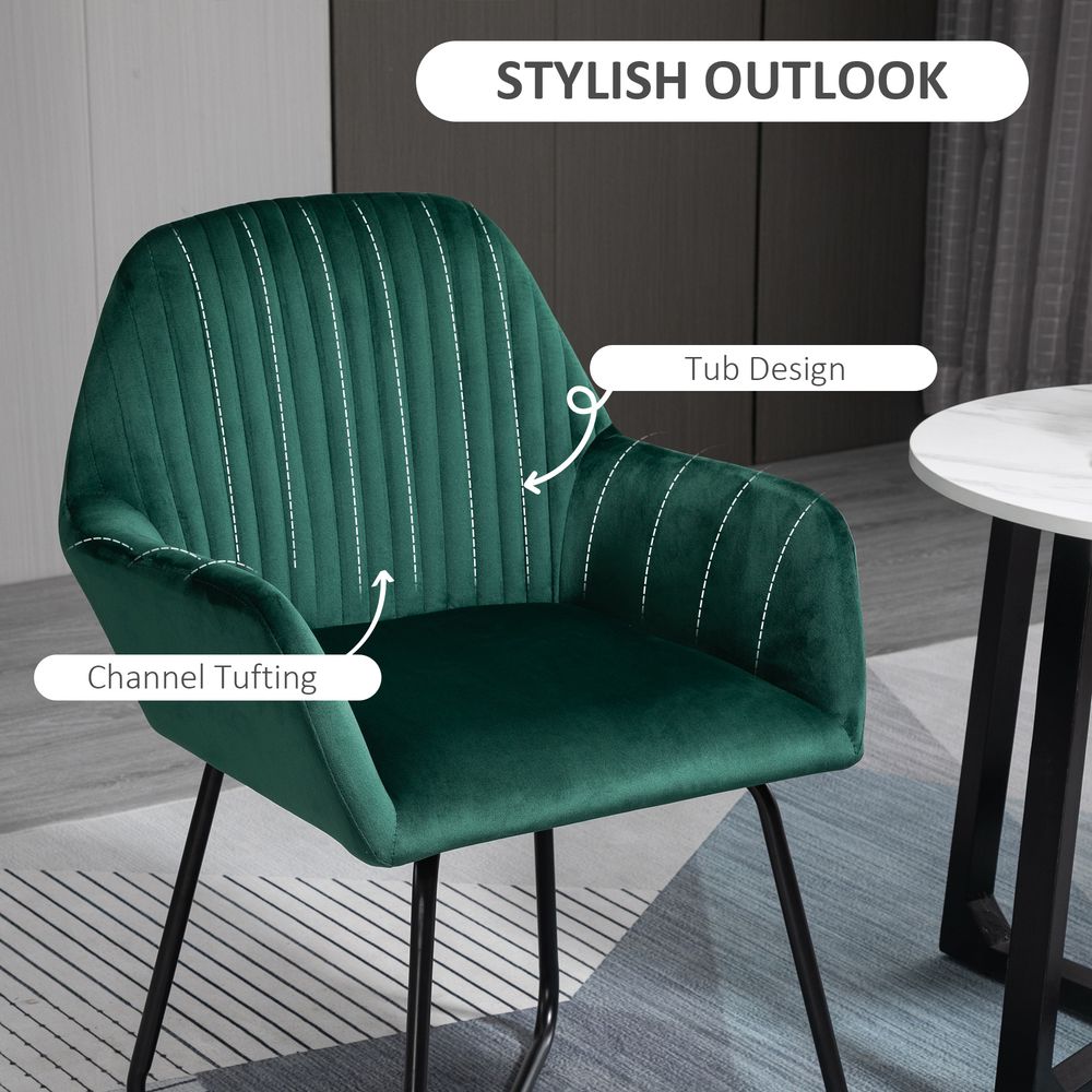 Modern Accent Chair Velvet-Feel Upholstered Lounge Armchair Metal Base Green S0671347044