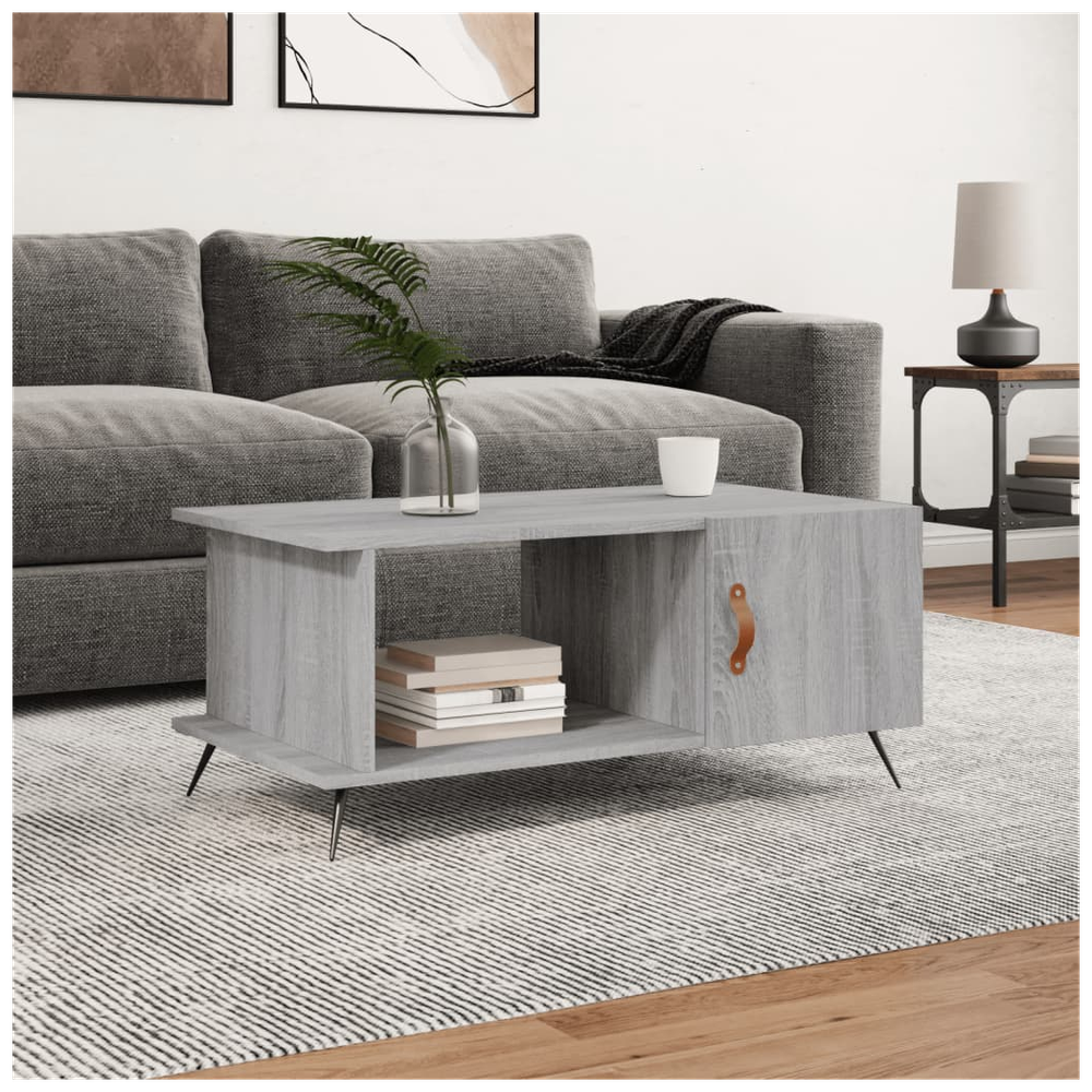 vidaXL Coffee Table Grey Sonoma 90x50x40 cm Engineered Wood S0671256860