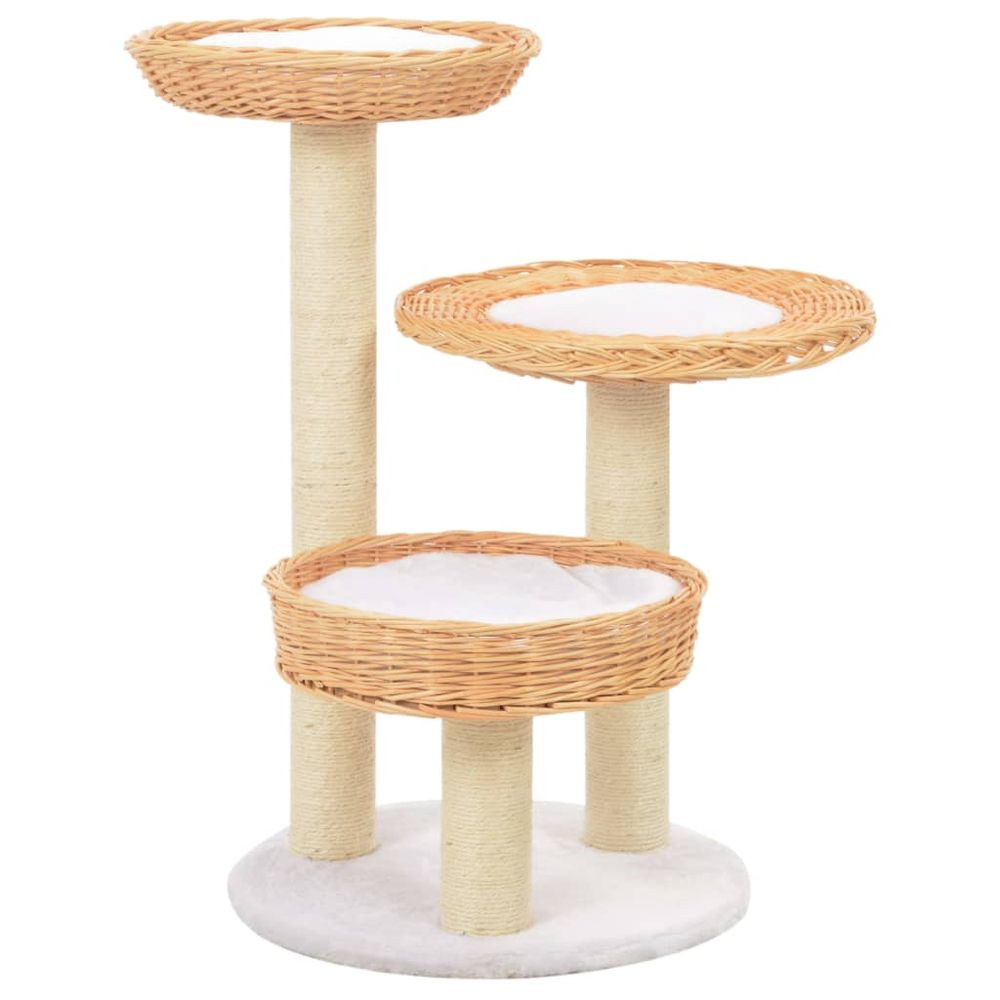 Cat Tree with Sisal Scratching Post Natural Willow Wood S069789527