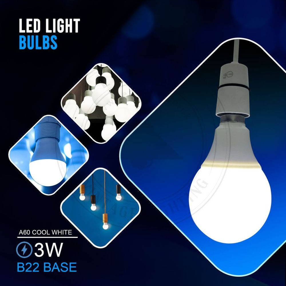 3W B22 Screw LED Light GLS bulbs, Energy Saving Edison Cool White 6000K non dimmable lights V0671114321