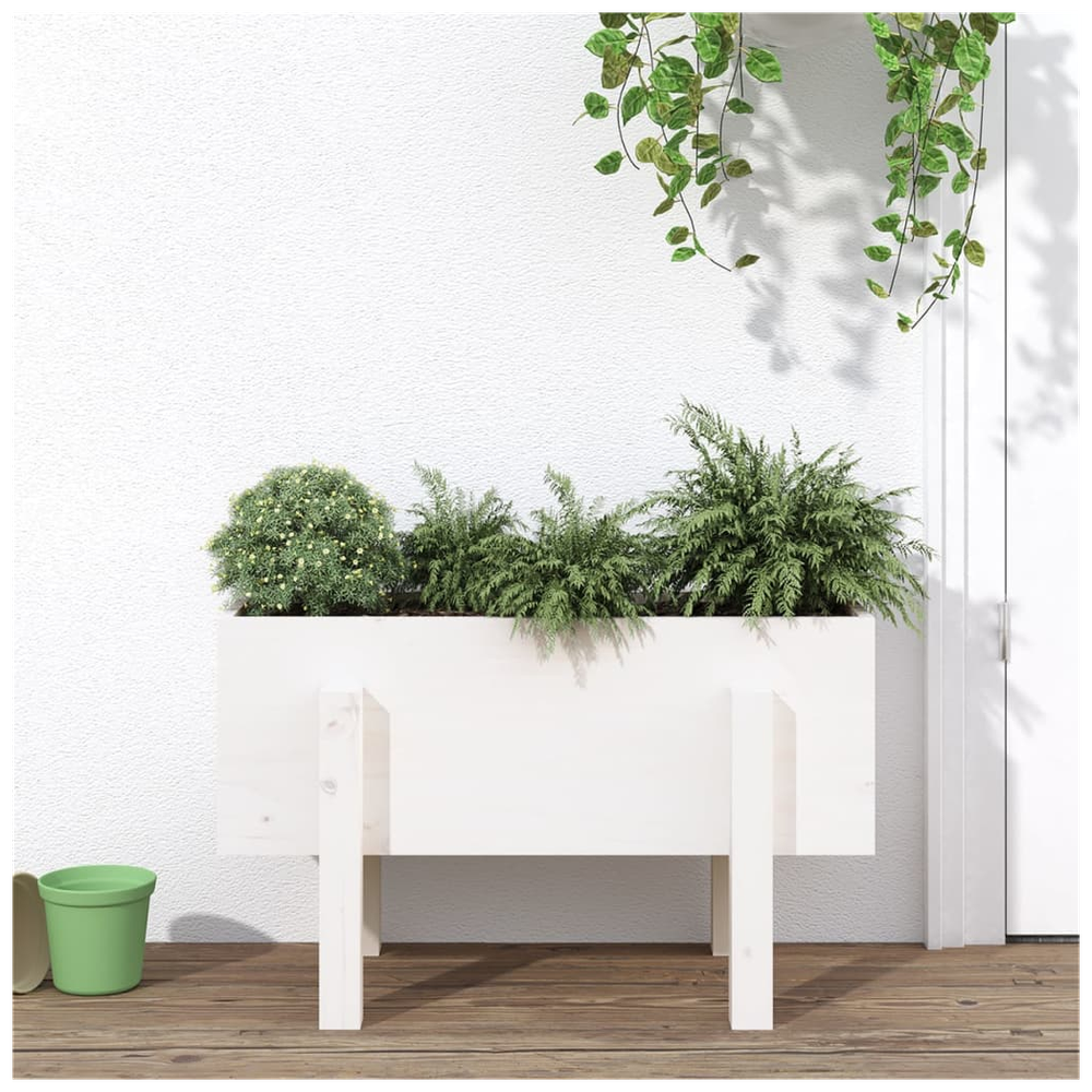 vidaXL Garden Planter White 62x30x38 cm Solid Wood Pine S0671358055