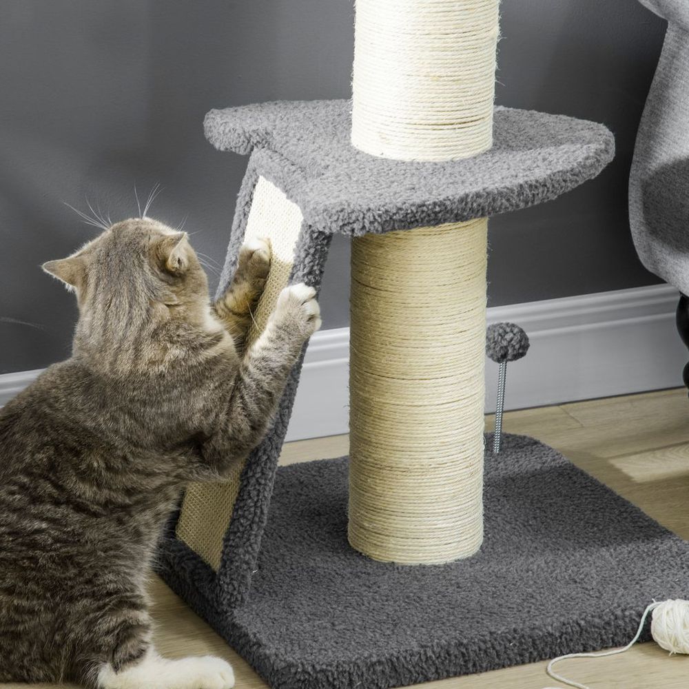 Cat Tree Tower for Indoor Cats w/ Scratching Posts, Pad, Dark Grey, Toy Ball S0671347304