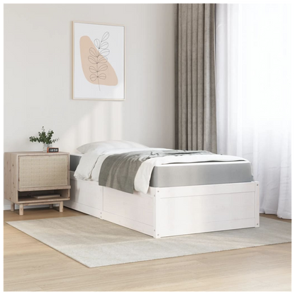 vidaXL Bed with Mattress White 100x200 cm Solid Wood Pine S0671489370