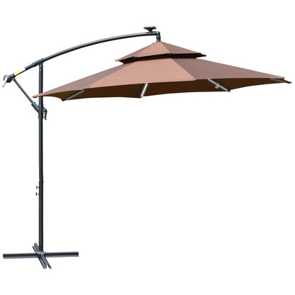 3m Cantilever Banana Parasol Double Roof, LED Solar lights, Crank, S0671072315