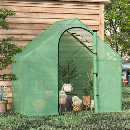 Outsunny Walk-In Portable Greenhouse Mini Grown House Steel Frame Window Green S0671080326