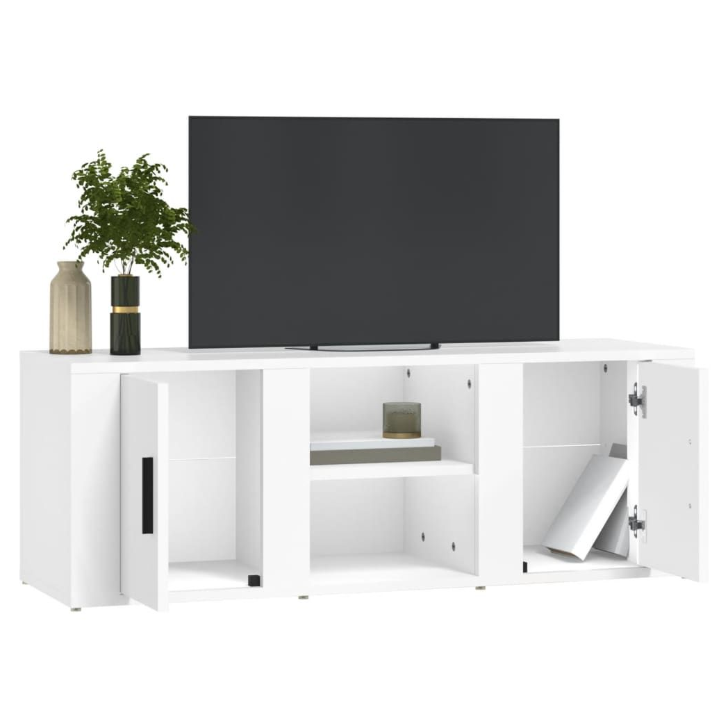 vidaXL TV Cabinet White 100x31.5x35 cm Engineered Wood V0671394828