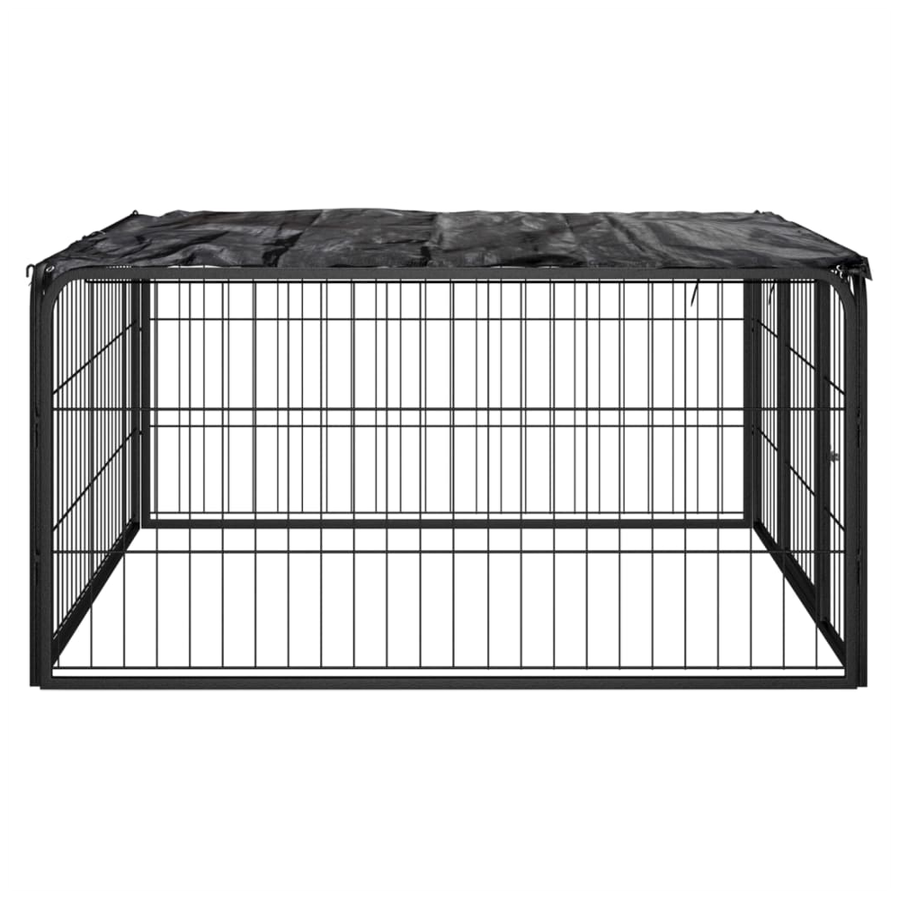 8-44 Panel Dog Playpen Black 100x50 cm to 1100 x 1100 x 50 cm Powder-coated Steel S0671091609