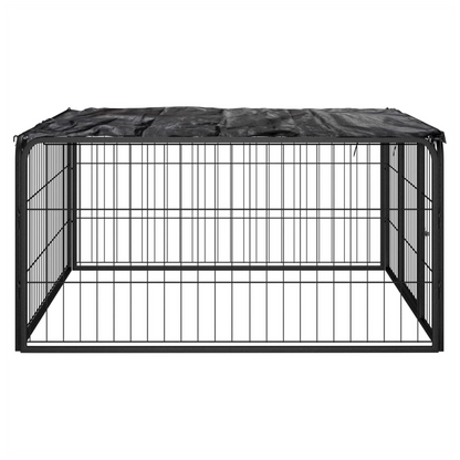 8-44 Panel Dog Playpen Black 100x50 cm to 1100 x 1100 x 50 cm Powder-coated Steel S0671091609