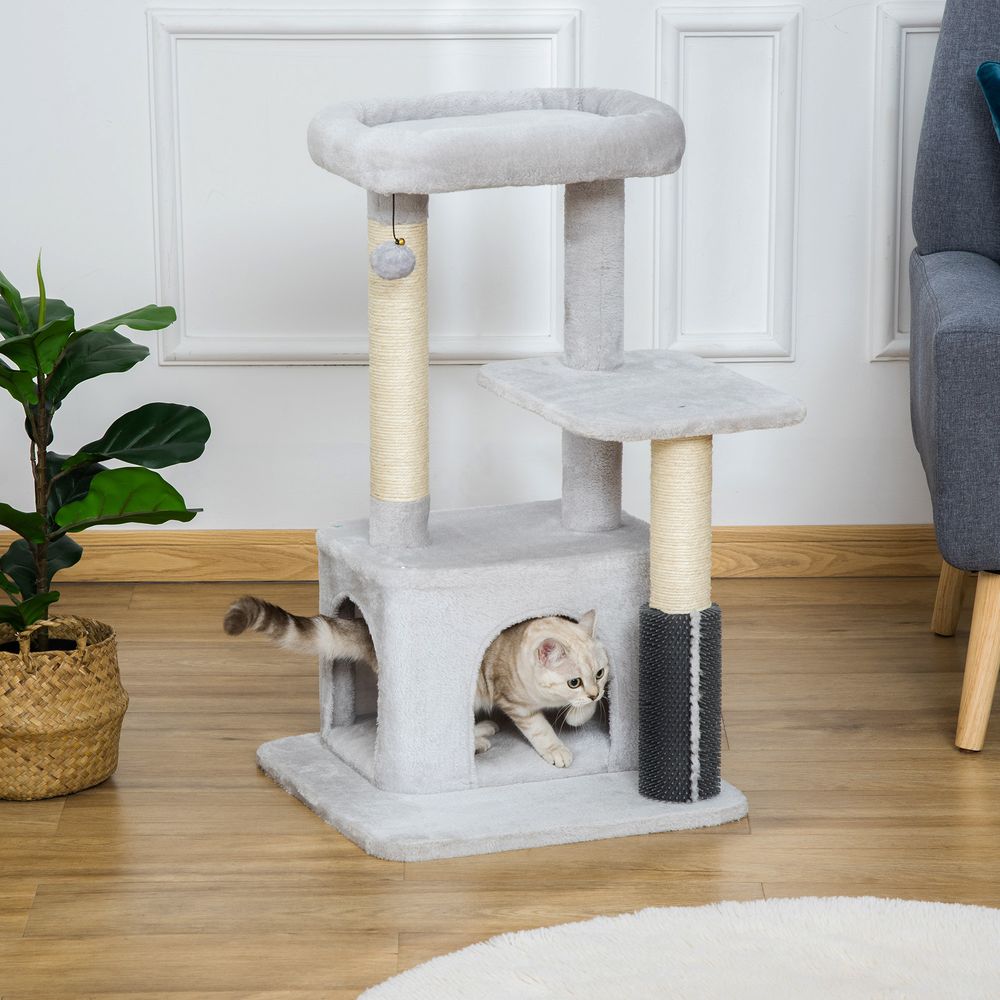 Cat Tree Climbing Activity Center with Scratching Massage Toy Hanging Ball S0671070889