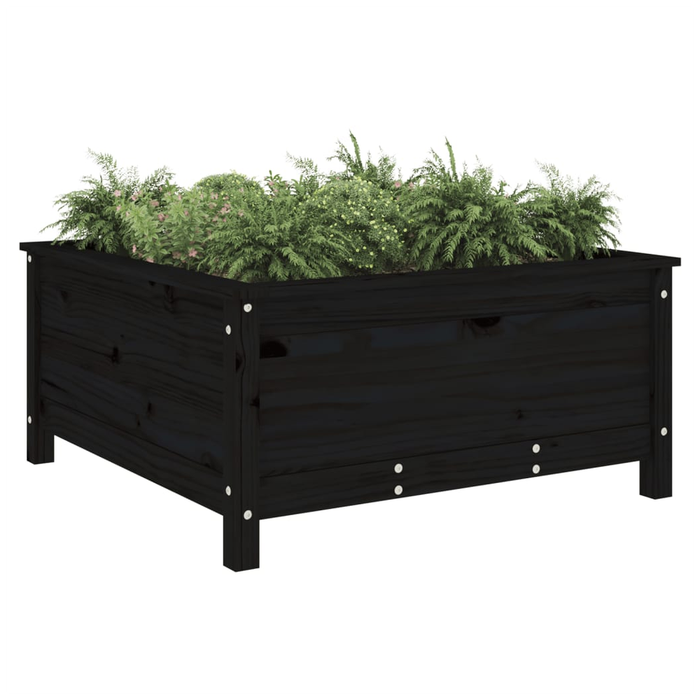 vidaXL Garden Planter Black 82.5x82.5x39 cm Solid Wood Pine S0671357932