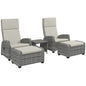 Outsunny 5 PCs Rattan Garden Furniture Set with Reclining Chairs, Table, Grey S0671433509