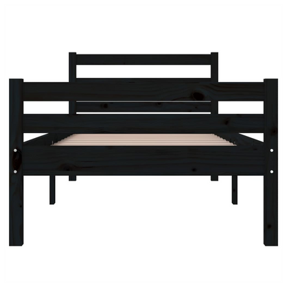 vidaXL Bed Frame Black Solid Wood 75x190 cm Small Single V0671036887