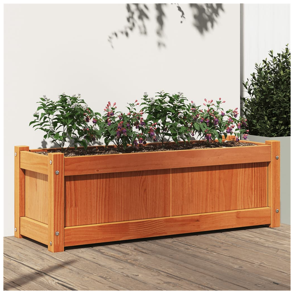 vidaXL Garden Planter Wax Brown 90x31x31 cm Solid Wood Pine S0671394901