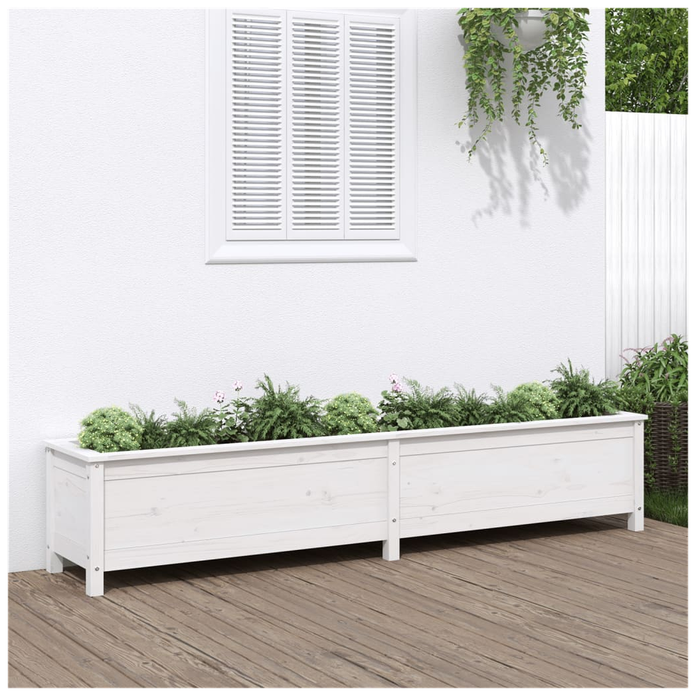 vidaXL Garden Raised Bed White 199.5x40x39 cm Solid Wood Pine S0671357866