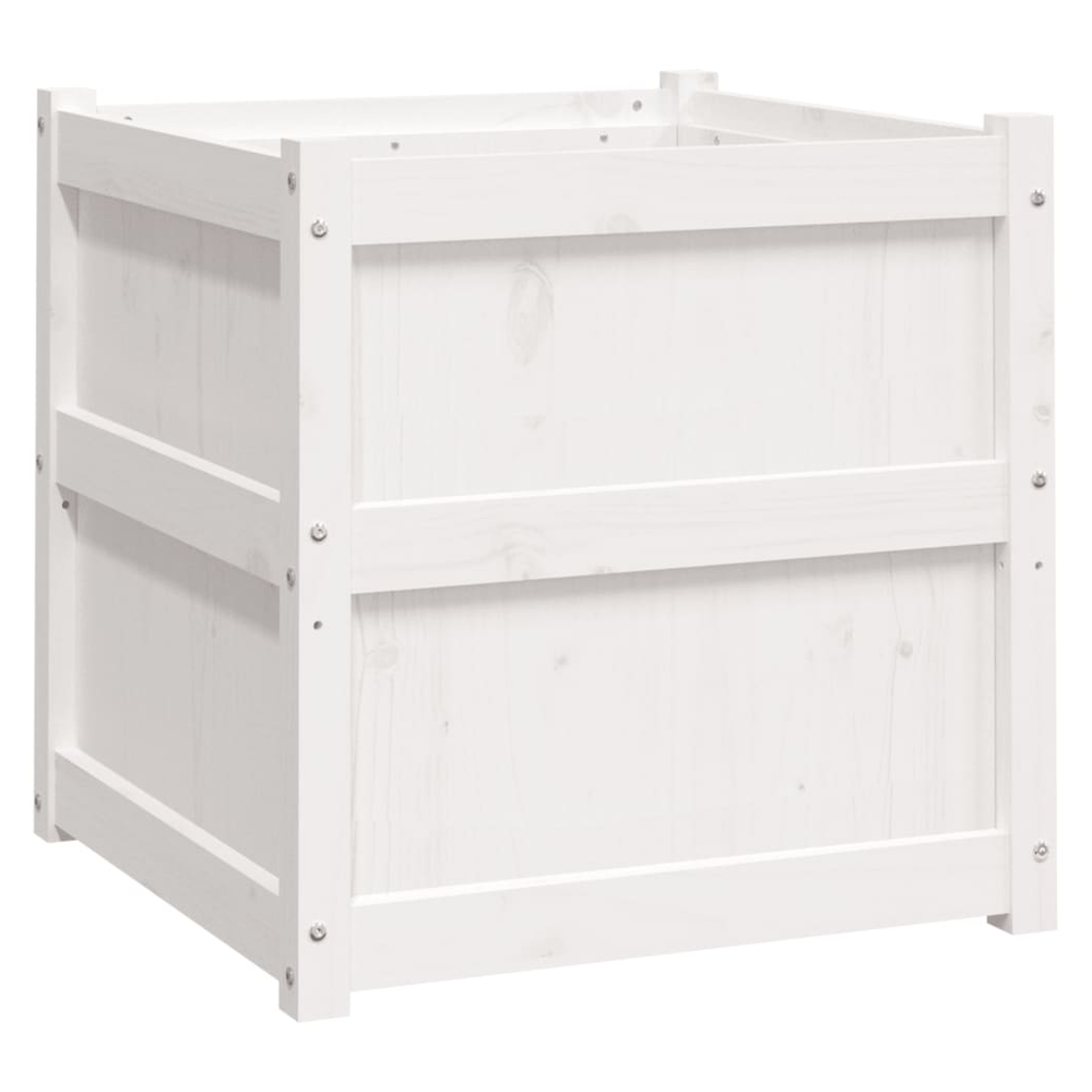 vidaXL Garden Planter White 60x60x60 cm Solid Wood Pine S0671384856