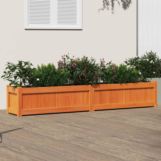 vidaXL Garden Planter Wax Brown 180x31x31 cm Solid Wood Pine S0671394915