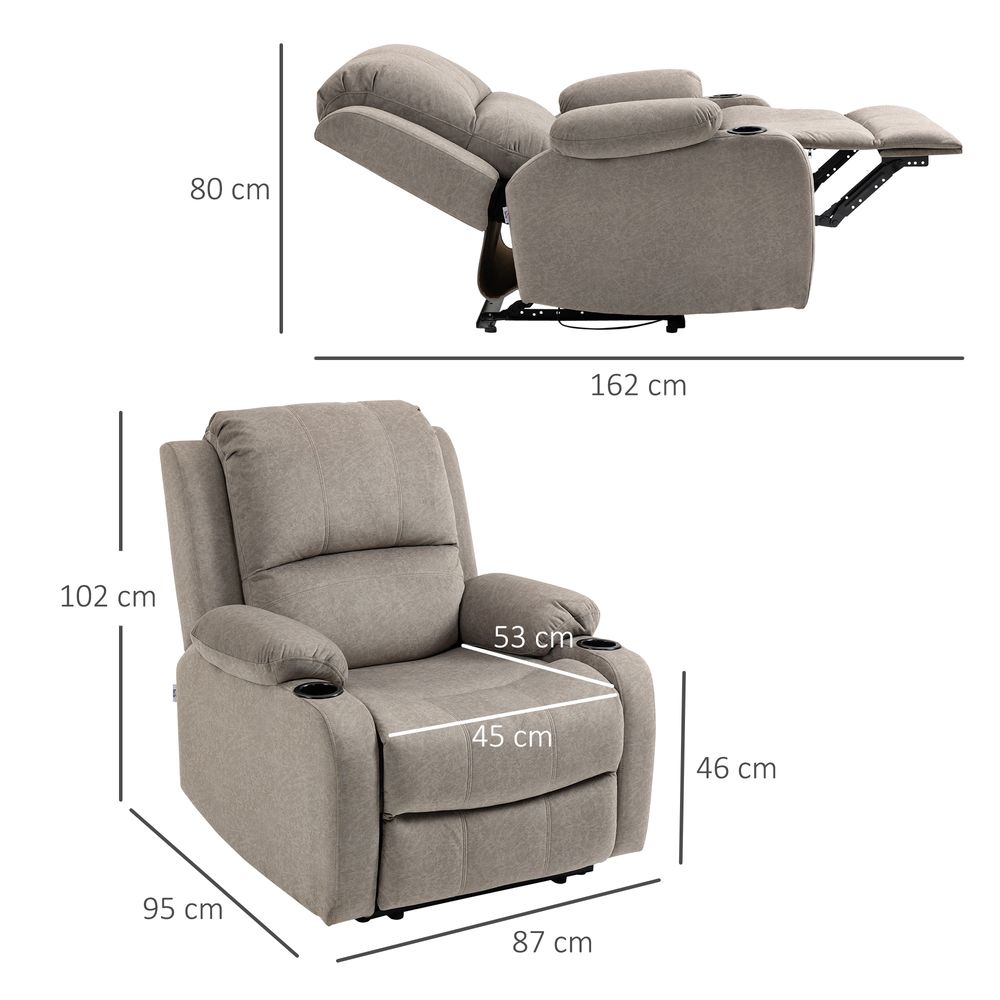 HOMCOM Recliner Armchair for Living Room, Recliner Chair with Cup Holder S0671347098