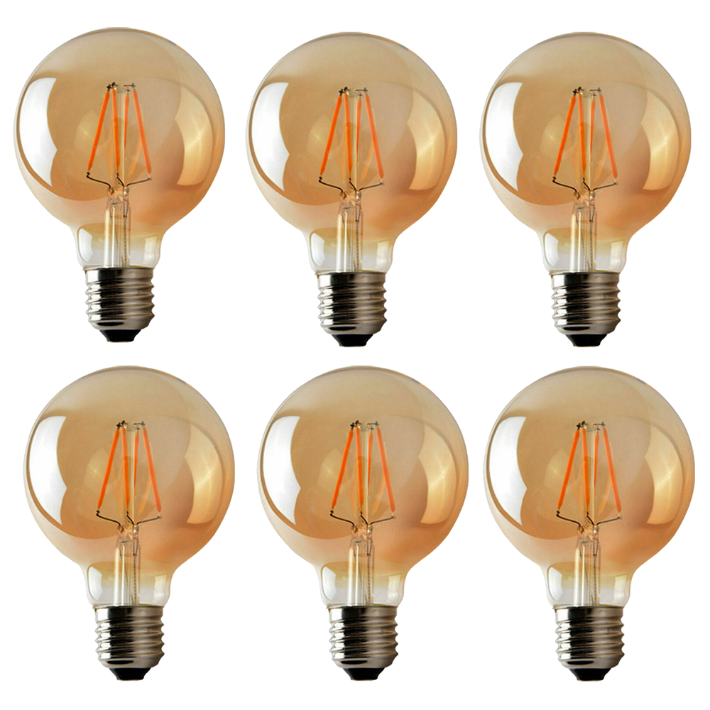 6Pack E27 LED Edison Dimmable Vintage Amber Glass Warm white 2700K Light Bulbs S0671114242