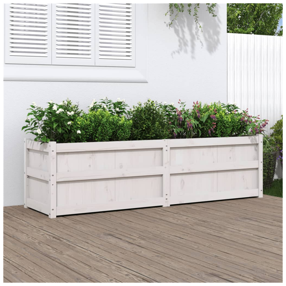 vidaXL Garden Planter White 180x50x50 cm Solid Wood Pine S0671392280