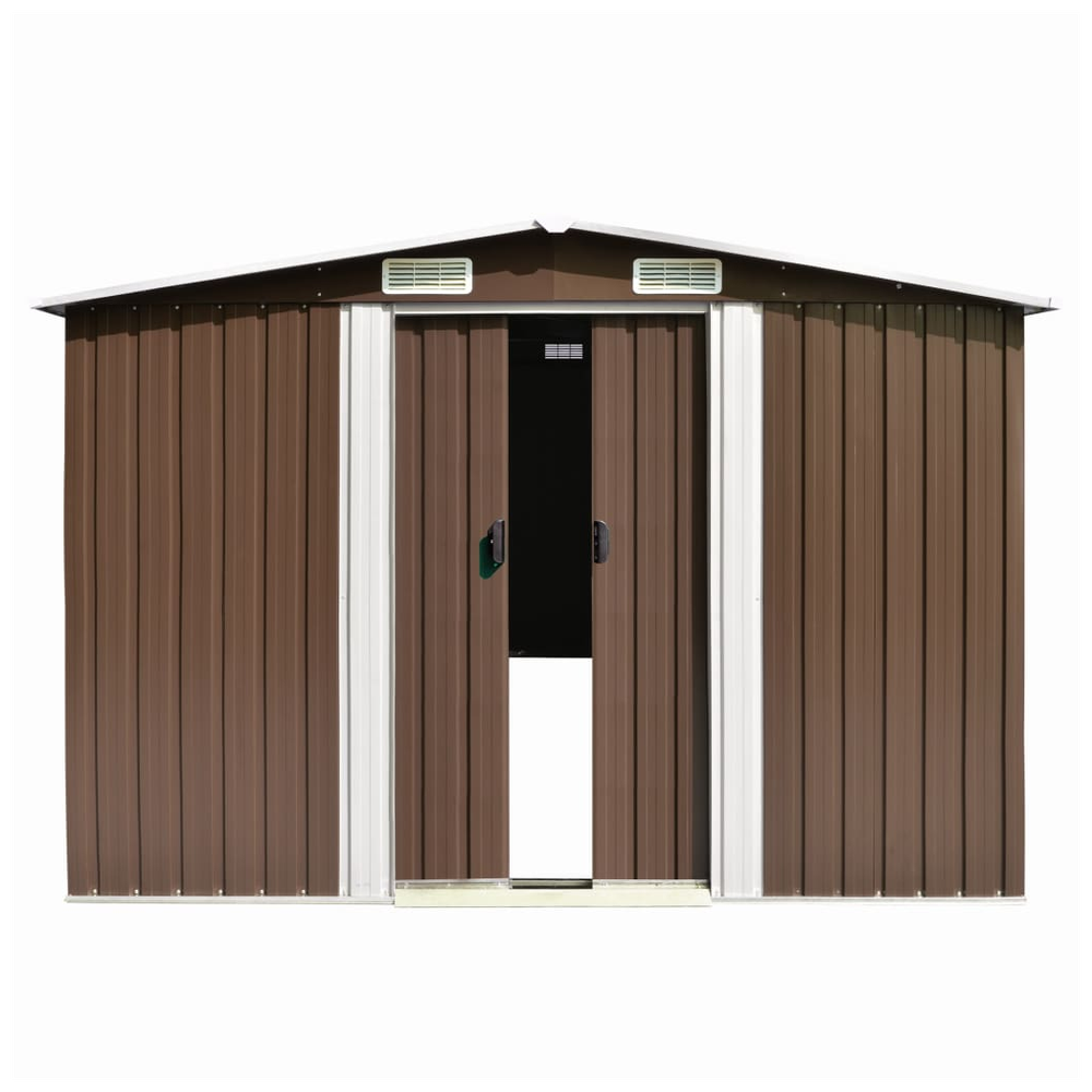 vidaXL Garden Shed 257x298x178 cm Metal Brown V0671188121