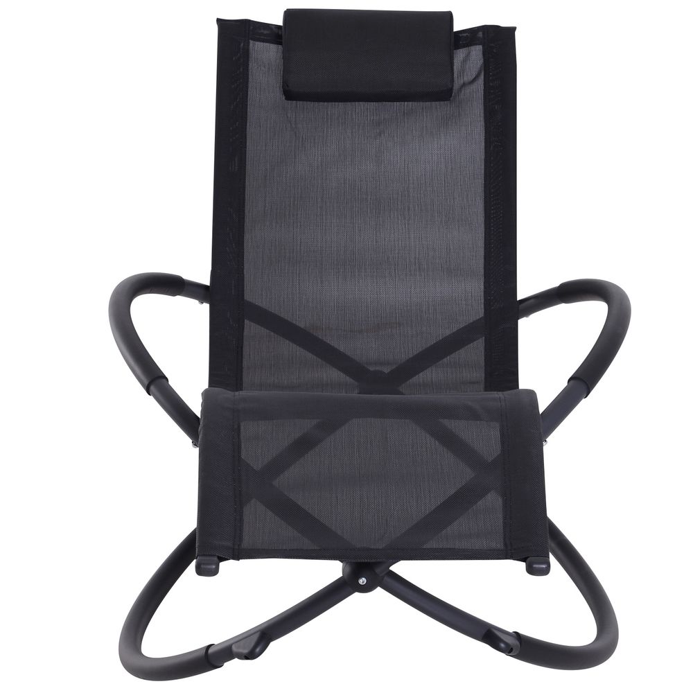 Orbital Sun Lounger Rocking Chair Outdoor Zero Gravity Folding w/ Pillow Black S067941844